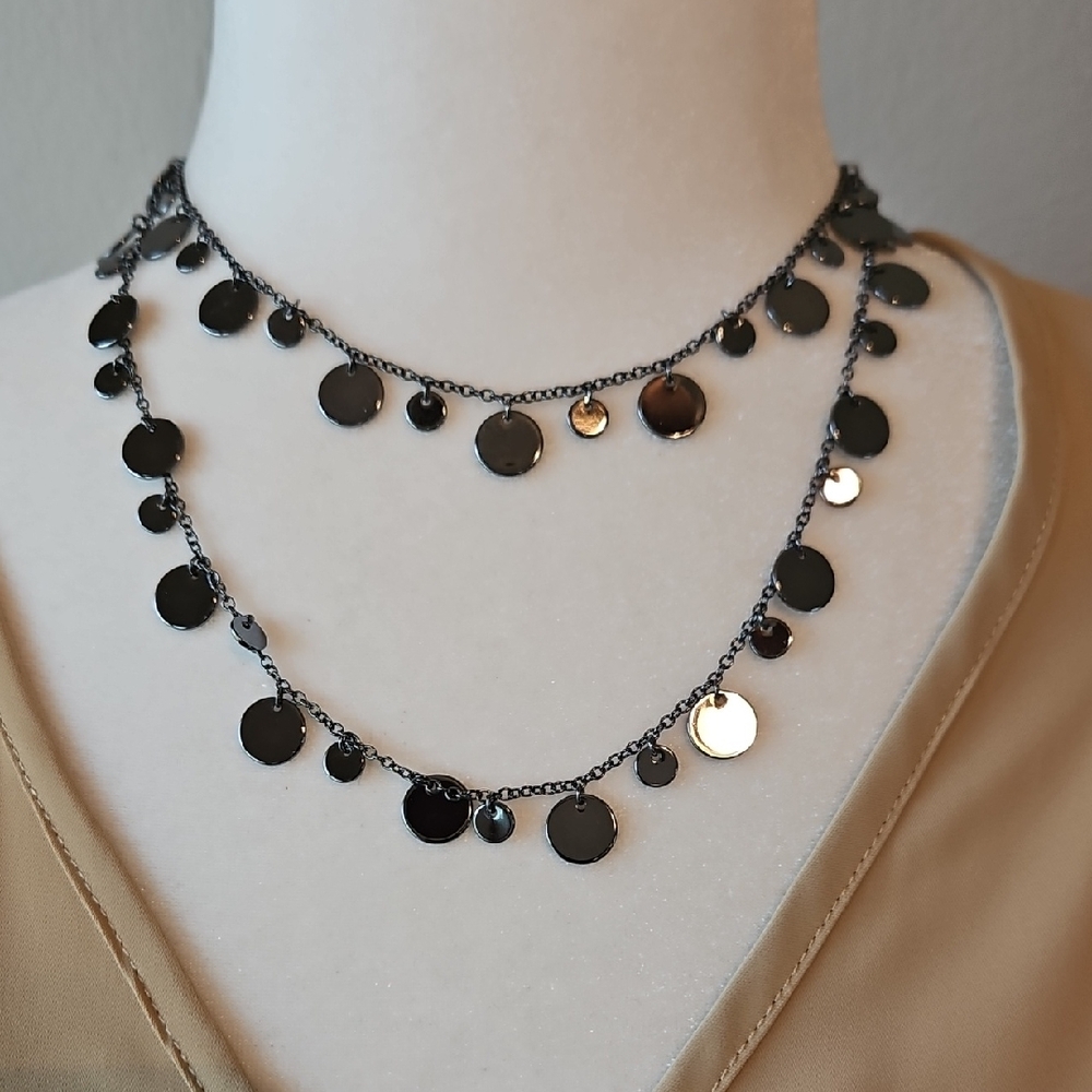 Lia Sophia Double-Layer Disc Necklace